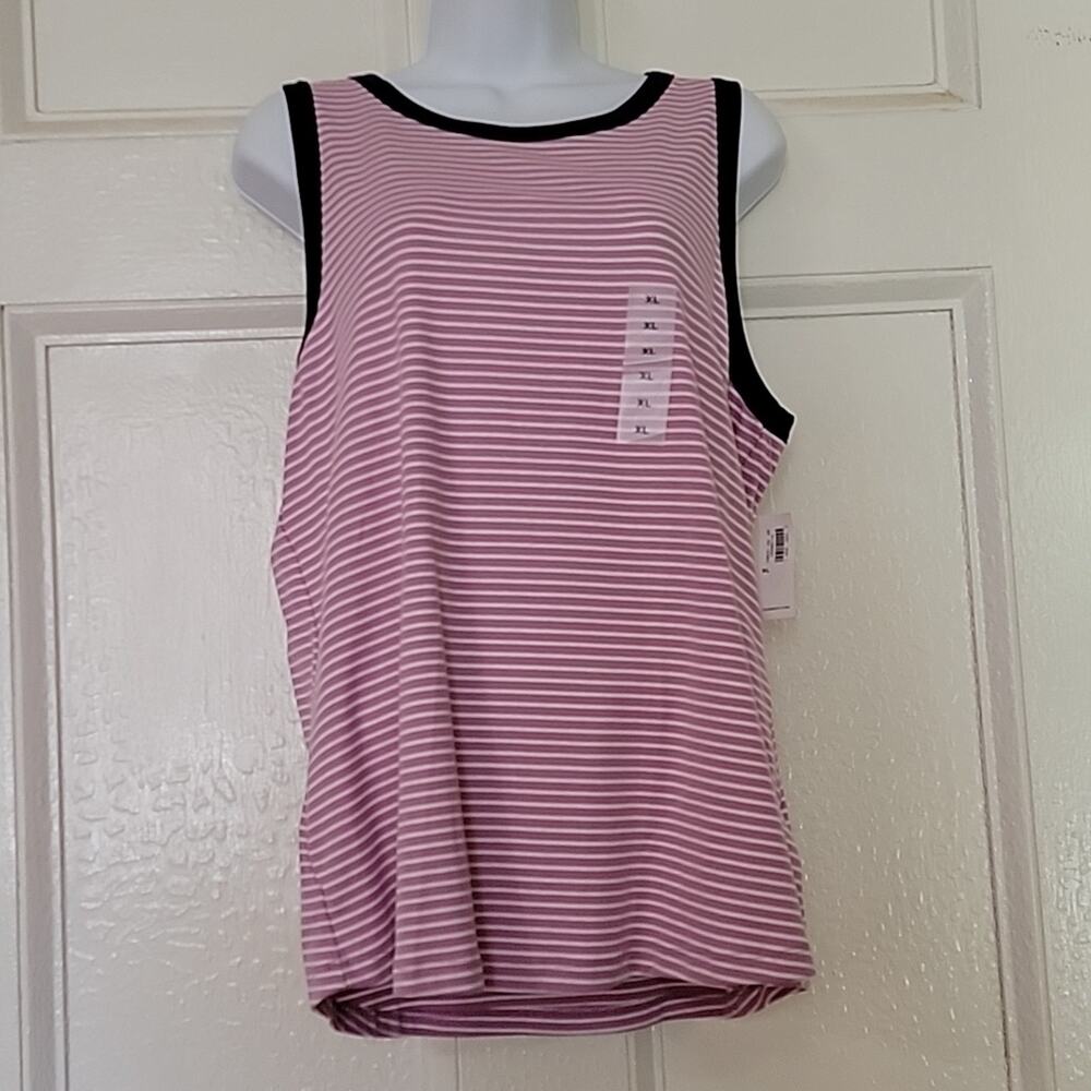 NWT Pink & Navy striped Sleeveless Shirt XL Old Navy